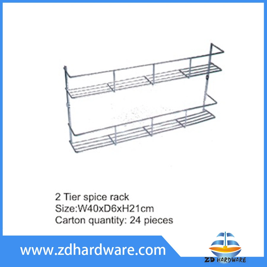 2 Tier Spice Rack Kitchen Storage Condiment Holder Wall Mounted Hardware Baskets