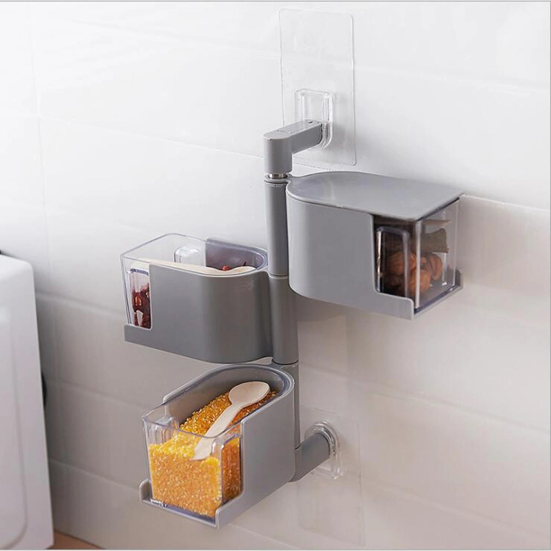 Kitchen Spices Rack 3 Layer of X Wall-Mounted Hanging Plastic Seasonings Condiments Box Bl15678