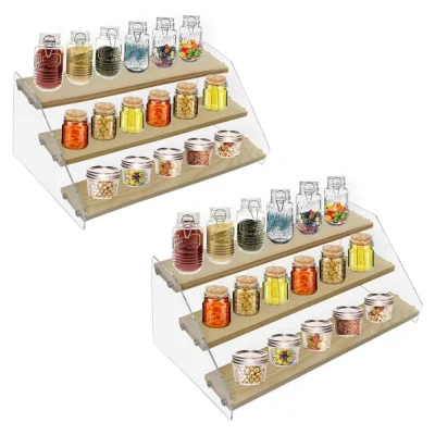 Organisateur de support à épices écologique pour comptoir - Organisateur d'assaisonnement Étagère à épices - Présentoir en bois peu encombrant Étagère Vitrine Luminaires Bijoux